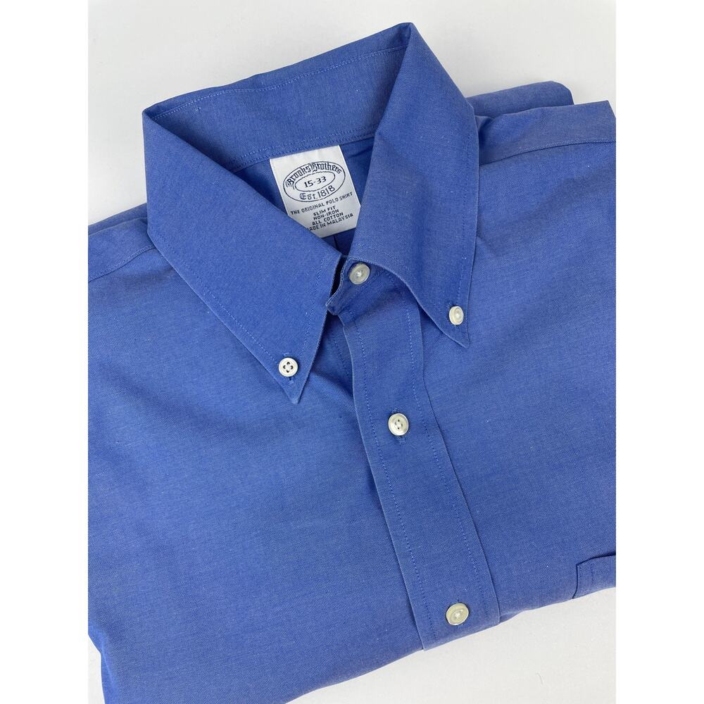 Brooks Brothers 1818 Dress Shirt Men’s S 15-33 Classic Blue Slim Fit
